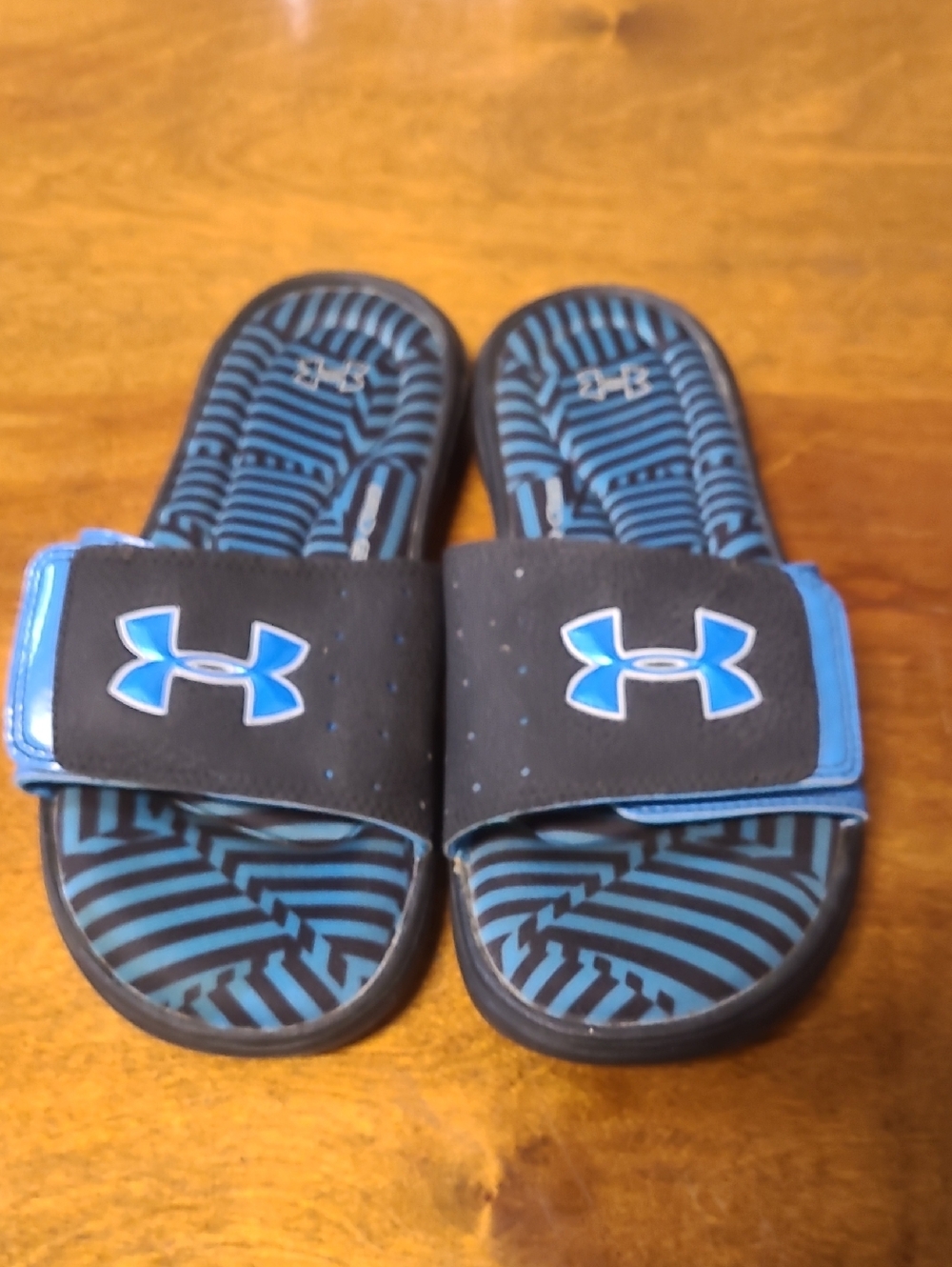 Under Armour Kids Black and Blue Slide Sandals